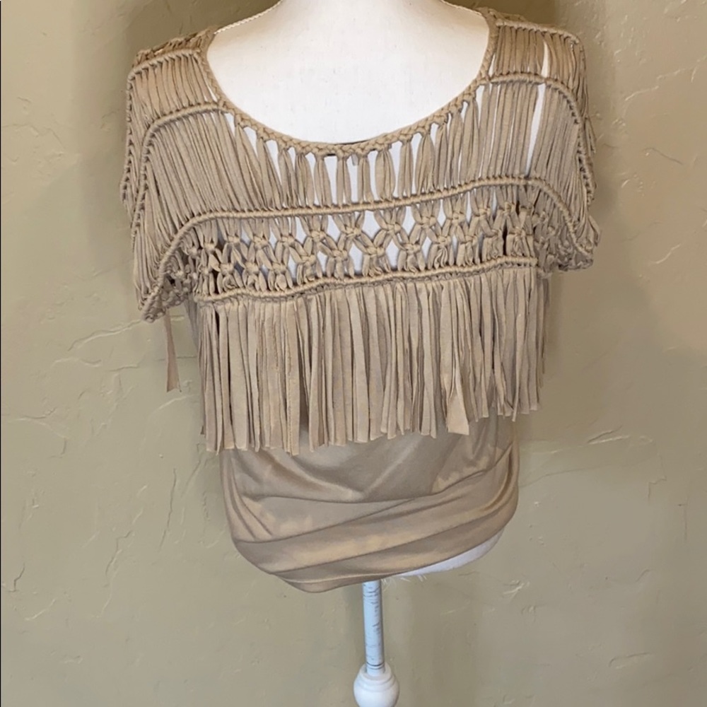 Miss me braided and fringe  detailed shirt